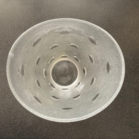 Italy 70s design glass vase, frosted with clear glass circles vase Mid Century - Picture 2 of 3